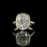 18K Yellow Gold Bezel Set Cushion Brilliant Cut Lab Diamond Solitaire Ring - 5.16 Carat Total Diamond Weight - Covaloro Fine Jewelry