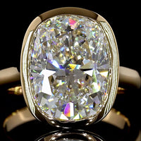 18K Yellow Gold Bezel Set Cushion Brilliant Cut Lab Diamond Solitaire Ring - 5.16 Carat Total Diamond Weight - Covaloro Fine Jewelry