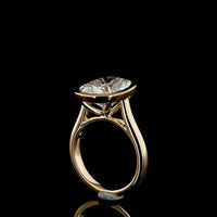 18K Yellow Gold Bezel Set Cushion Brilliant Cut Lab Diamond Solitaire Ring - 5.16 Carat Total Diamond Weight - Covaloro Fine Jewelry