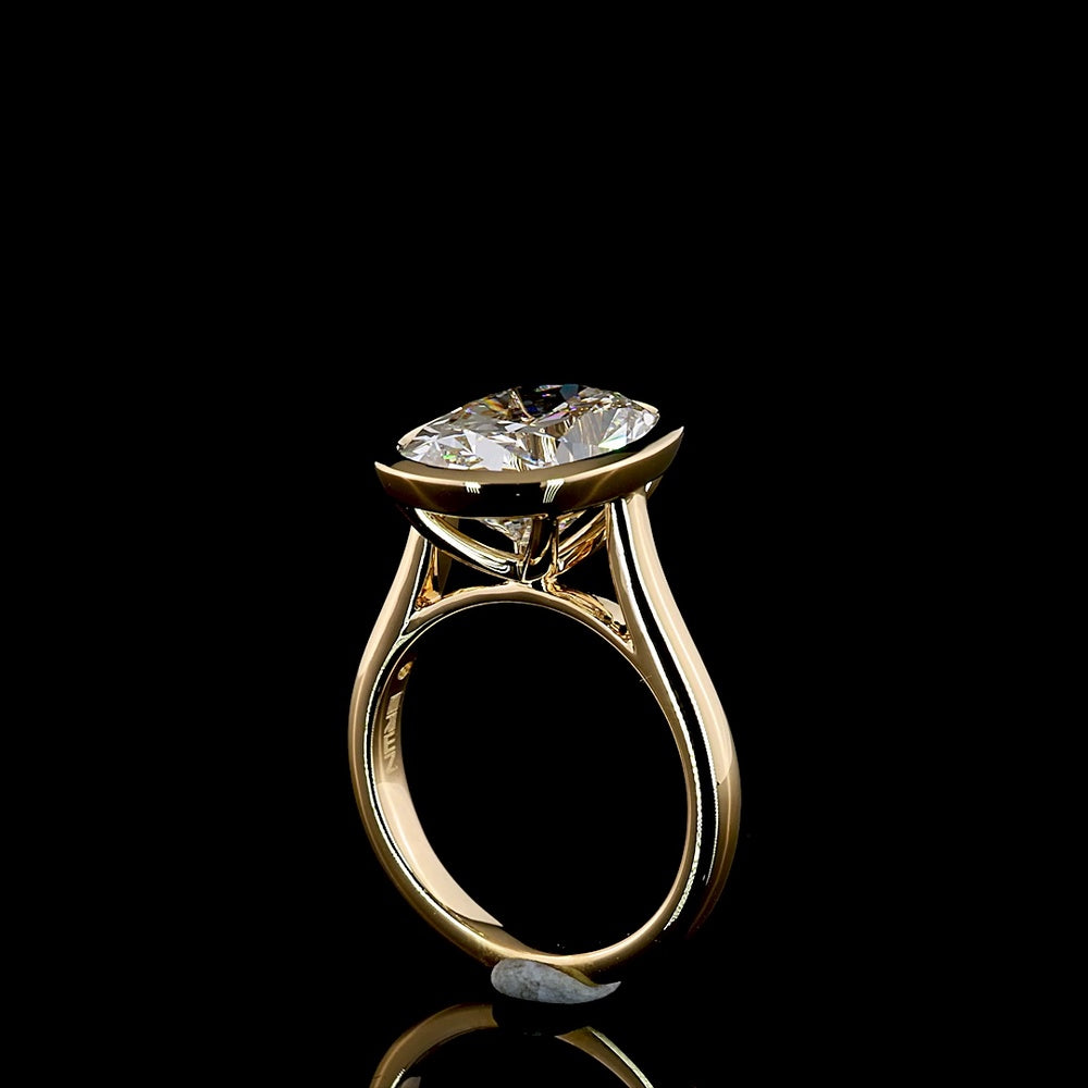 18K Yellow Gold Bezel Set Cushion Brilliant Cut Lab Diamond Solitaire Ring - 5.16 Carat Total Diamond Weight - Covaloro Fine Jewelry