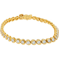 18K Yellow Gold Bezel Set Diamond Tennis Bracelet - 4.00 Carat Total Diamond Weight