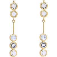 18K Yellow Gold Bezel Set Drop Earrings with 1.40 Carat Total Aquamarine Stones