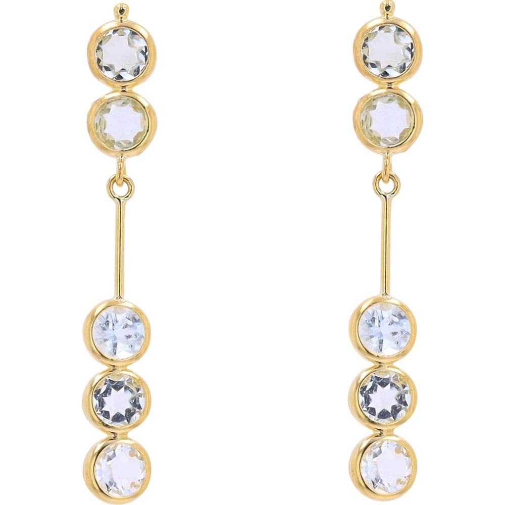 18K Yellow Gold Bezel Set Drop Earrings with 1.40 Carat Total Aquamarine Stones