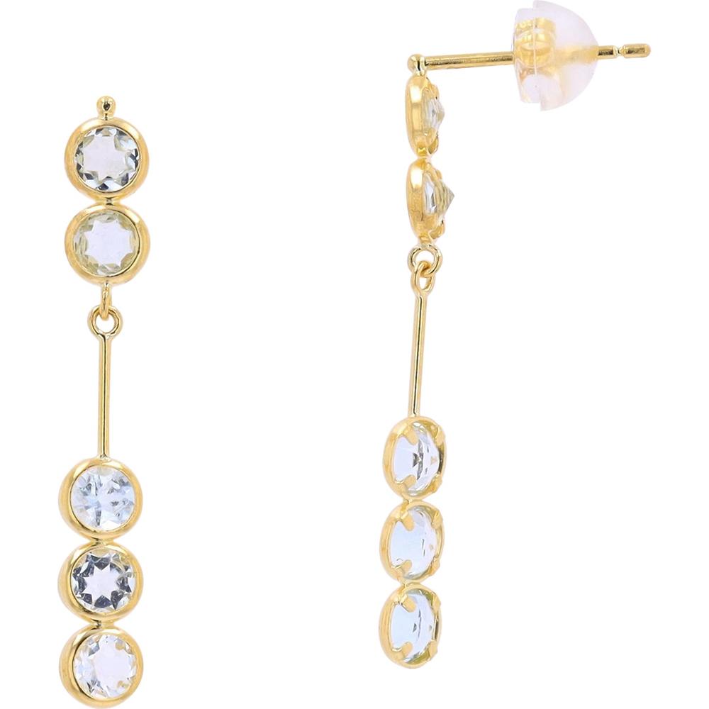 18K Yellow Gold Bezel Set Drop Earrings with 1.40 Carat Total Aquamarine Stones