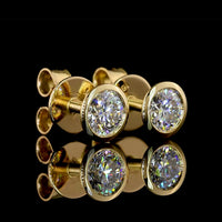 18K Yellow Gold Bezel Set Round Lab Diamond Stud Earrings - 0.58 Carats Total Diamond Weight, E-F Color, VS Clarity - Covaloro Fine Jewelry