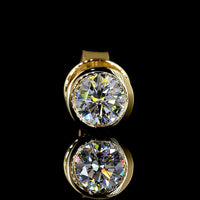 18K Yellow Gold Bezel Set Round Lab Diamond Stud Earrings - 0.58 Carats Total Diamond Weight, E-F Color, VS Clarity - Covaloro Fine Jewelry