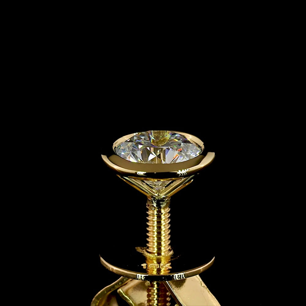 18K Yellow Gold Bezel Set Round Lab Diamond Stud Earrings - 0.58 Carats Total Diamond Weight, E-F Color, VS Clarity - Covaloro Fine Jewelry