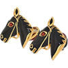 18K Yellow Gold Black Enamel Jockey Horse Cuff Links - David Webb's Equine Elegance