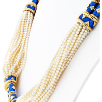 18K Yellow Gold Blue Enamel Pearl Strand Necklace - Tiffany & Co. Schlumberger