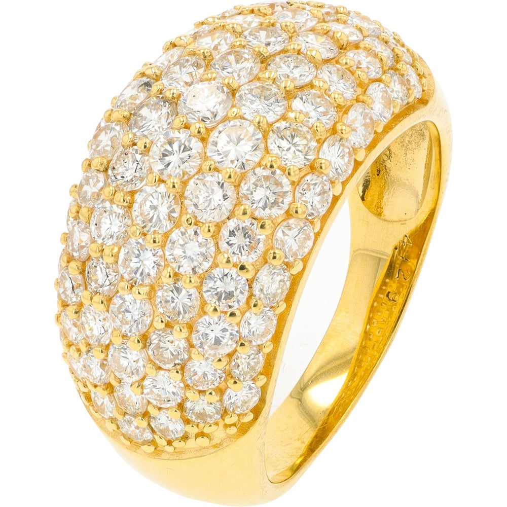 18K Yellow Gold Bold Dome Ring with Pavé-Set Round Diamonds - 4.13 Carat Total Diamond Weight