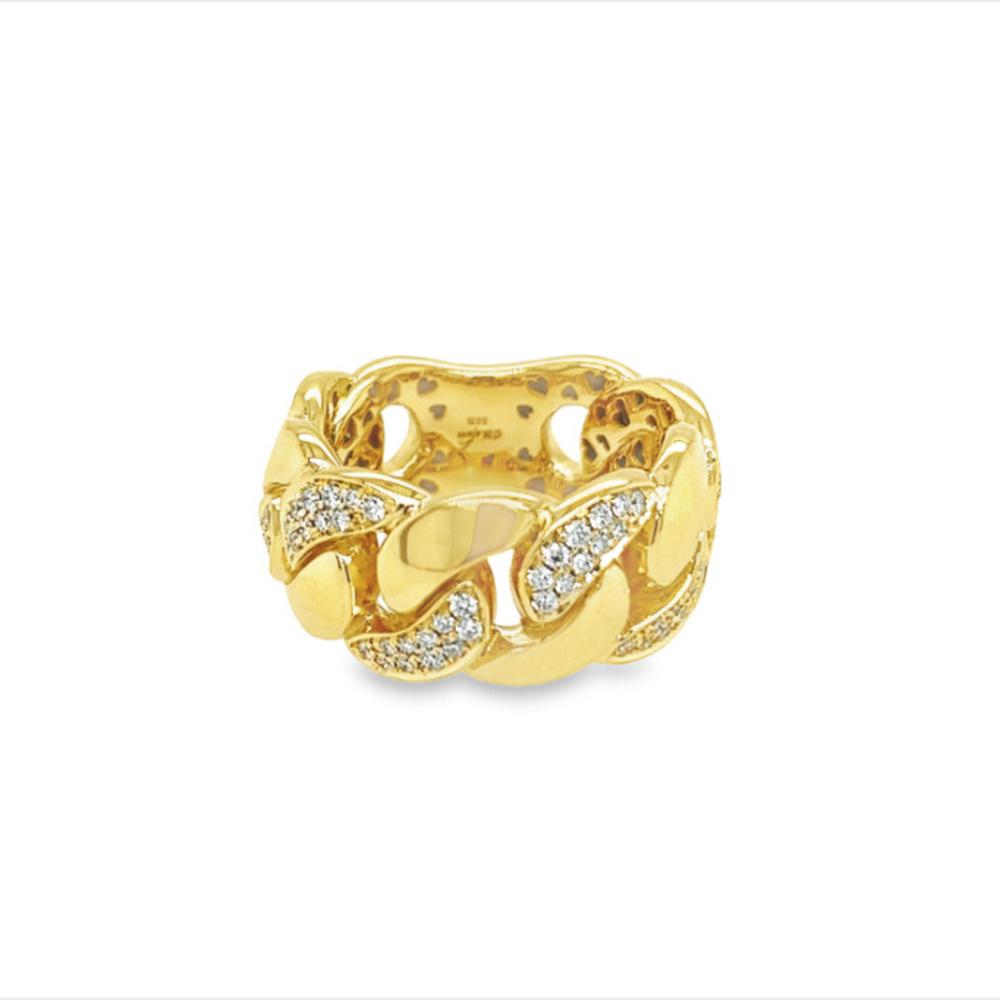 18K Yellow Gold Bold Link Diamond Ring by Afarin
