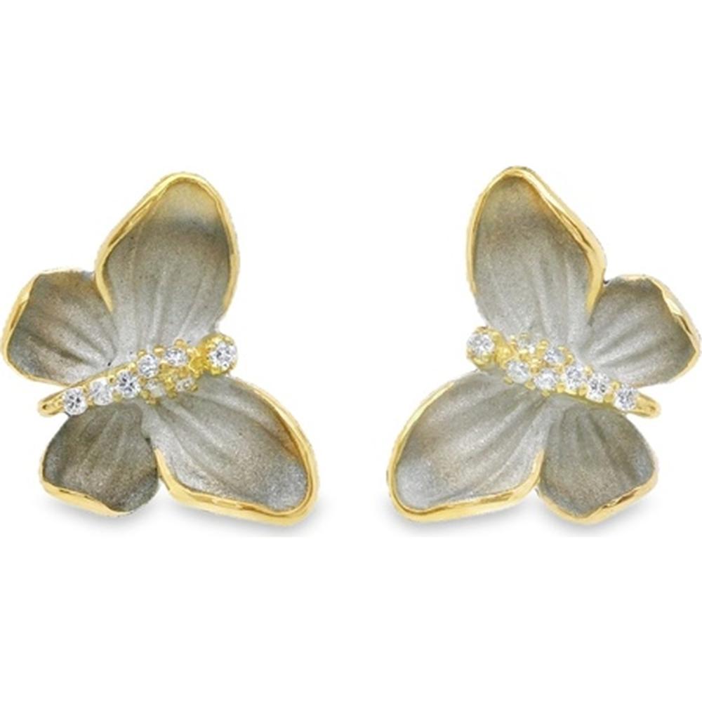 18K Yellow Gold Butterfly Motif Earrings with Diamond Accents by Afarin