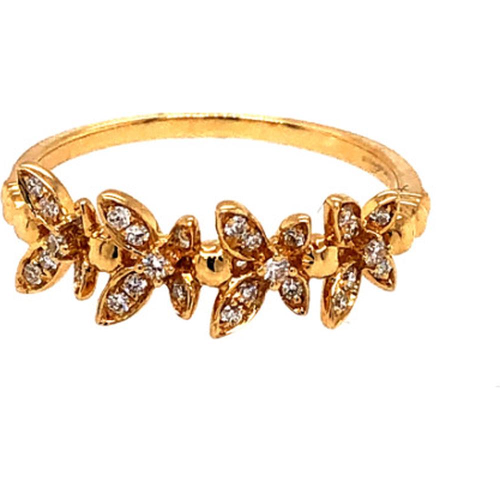 18K Yellow Gold Butterfly Motif Ring with Diamond Accents by Afarin