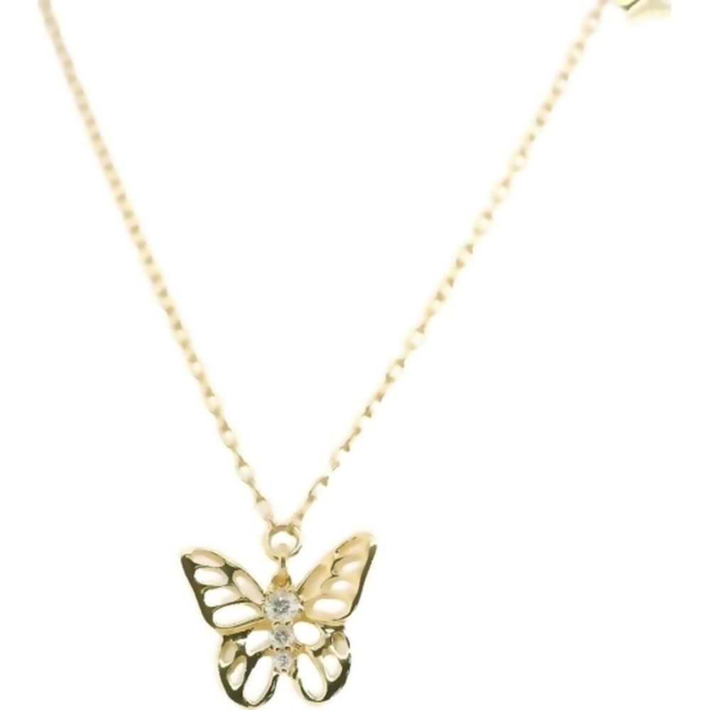 18K Yellow Gold Butterfly Pendant Necklace with Diamond Accents by Afarin