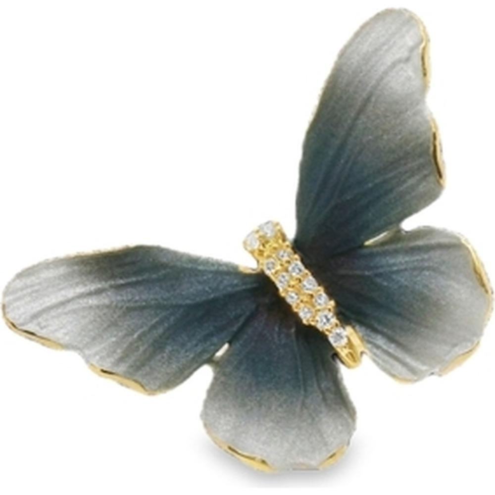 18K Yellow Gold Butterfly Ring with Diamond Accents by Afarin
