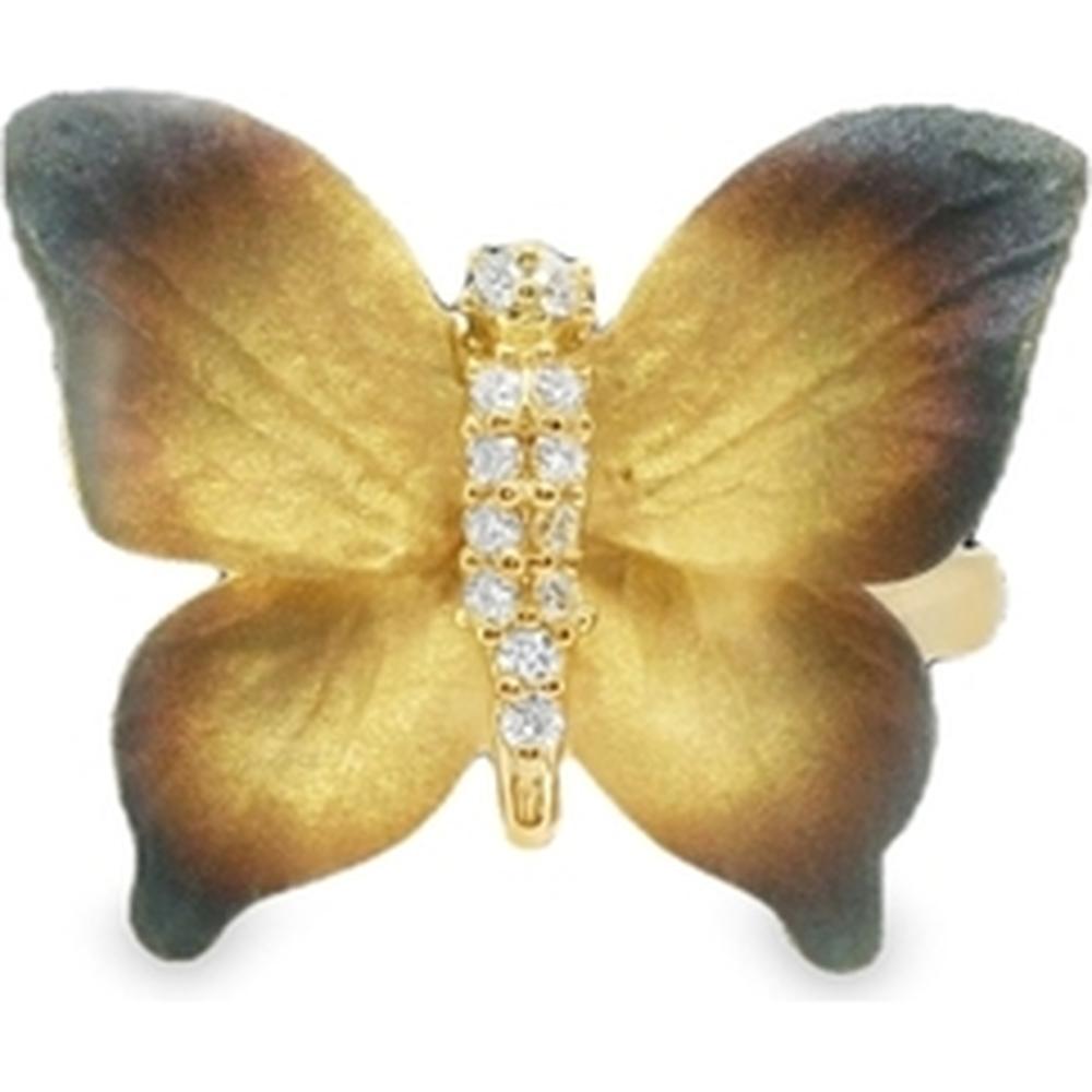 18K Yellow Gold Butterfly Ring with Diamond Accents by Afarin