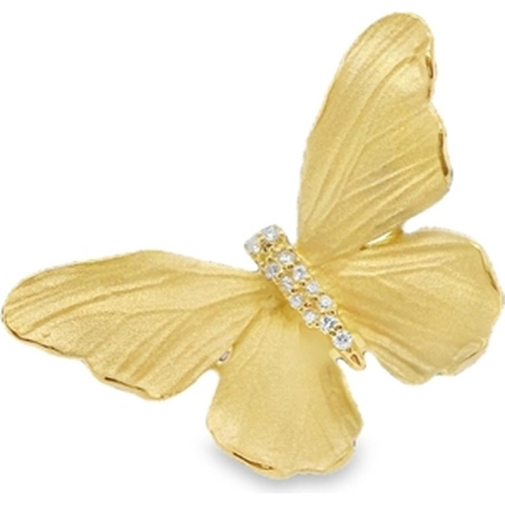 18K Yellow Gold Butterfly Ring with Diamond Accents by Afarin