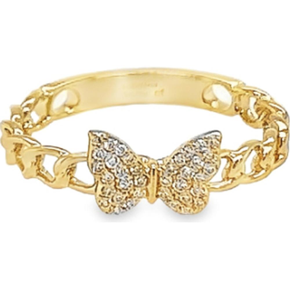 18K Yellow Gold Butterfly Ring with Diamond Accents by Afarin