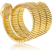18K Yellow Gold Bvlgari Serpenti Vintage Wrap Watch with Black Dial - 138.3 Gram Coiled Bracelet Design