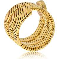 18K Yellow Gold Bvlgari Serpenti Vintage Wrap Watch with Black Dial - 138.3 Gram Coiled Bracelet Design