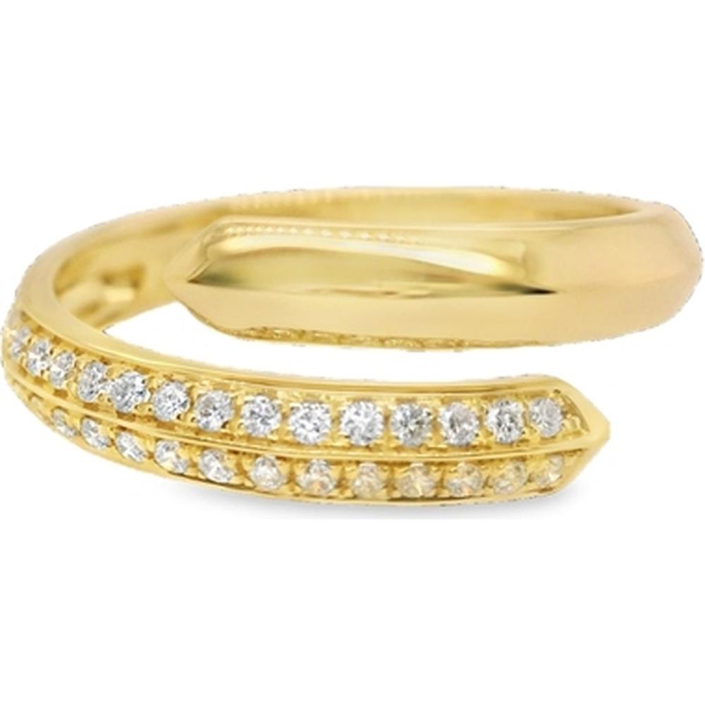 18K Yellow Gold Bypass Diamond Ring with Round Brilliant Diamonds by Afarin