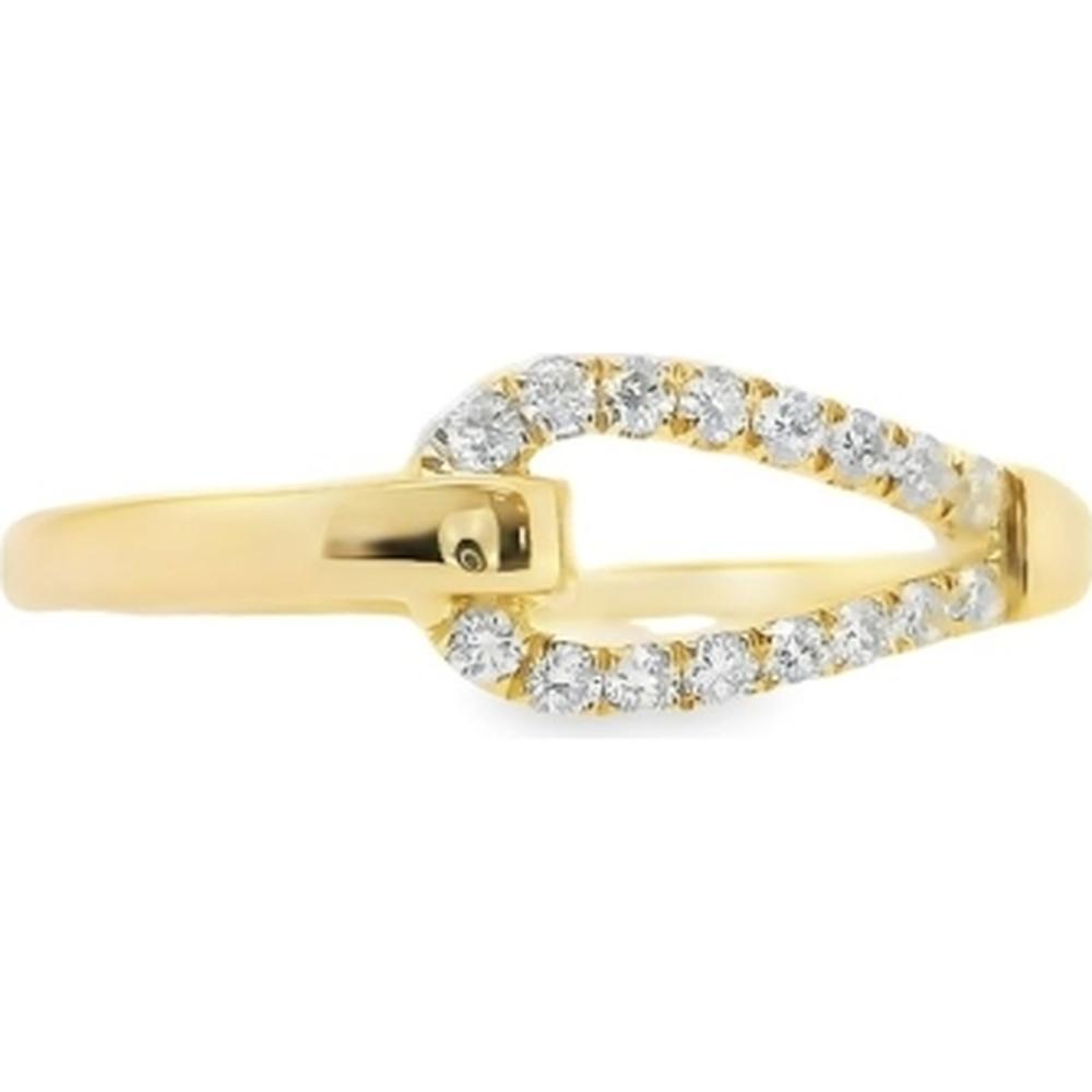 18K Yellow Gold Bypass Ring with Round Diamonds in an Elongated Pear-Inspired Design by Afarin