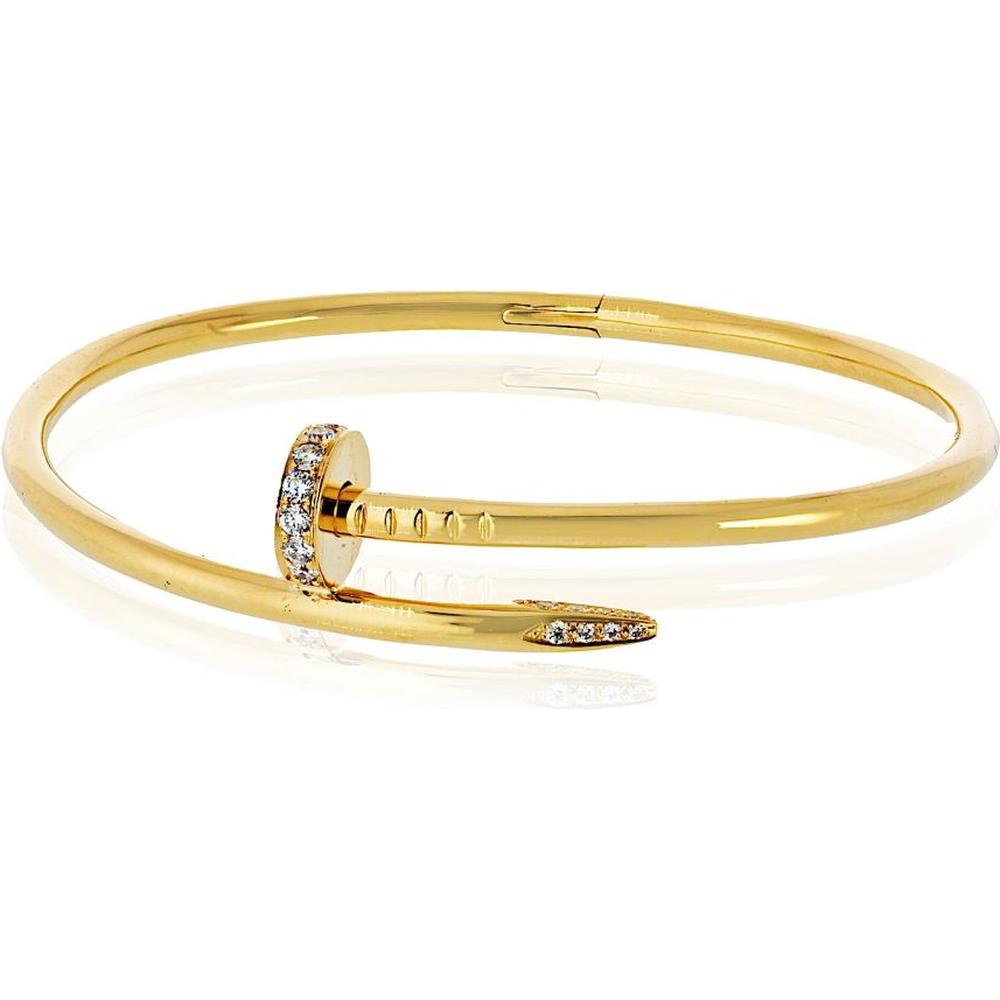 18K Yellow Gold Cartier Juste Un Clou Diamond Bangle Bracelet - Classic Size 21, 32.1g Total Gold Weight
