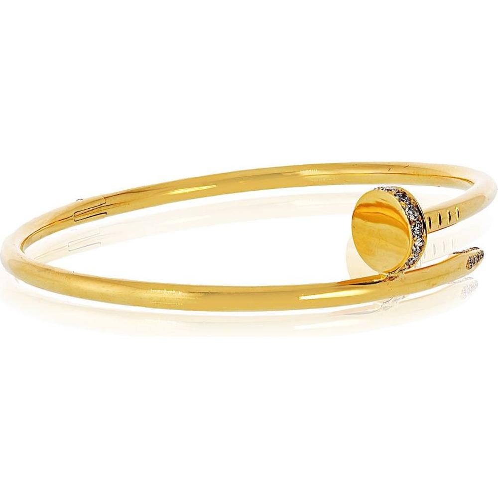 18K Yellow Gold Cartier Juste Un Clou Diamond Bangle Bracelet - Classic Size 21, 32.1g Total Gold Weight