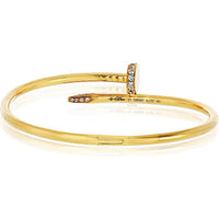 18K Yellow Gold Cartier Juste Un Clou Diamond Bangle Bracelet - Classic Size 21, 32.1g Total Gold Weight