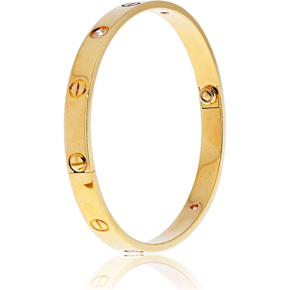 18K Yellow Gold Cartier Love Bracelet with 4 Diamonds - Luxury Designer Jewelry for Women
