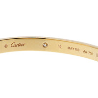 18K Yellow Gold Cartier Love Bracelet with 4 Diamonds - Luxury Designer Jewelry for Women