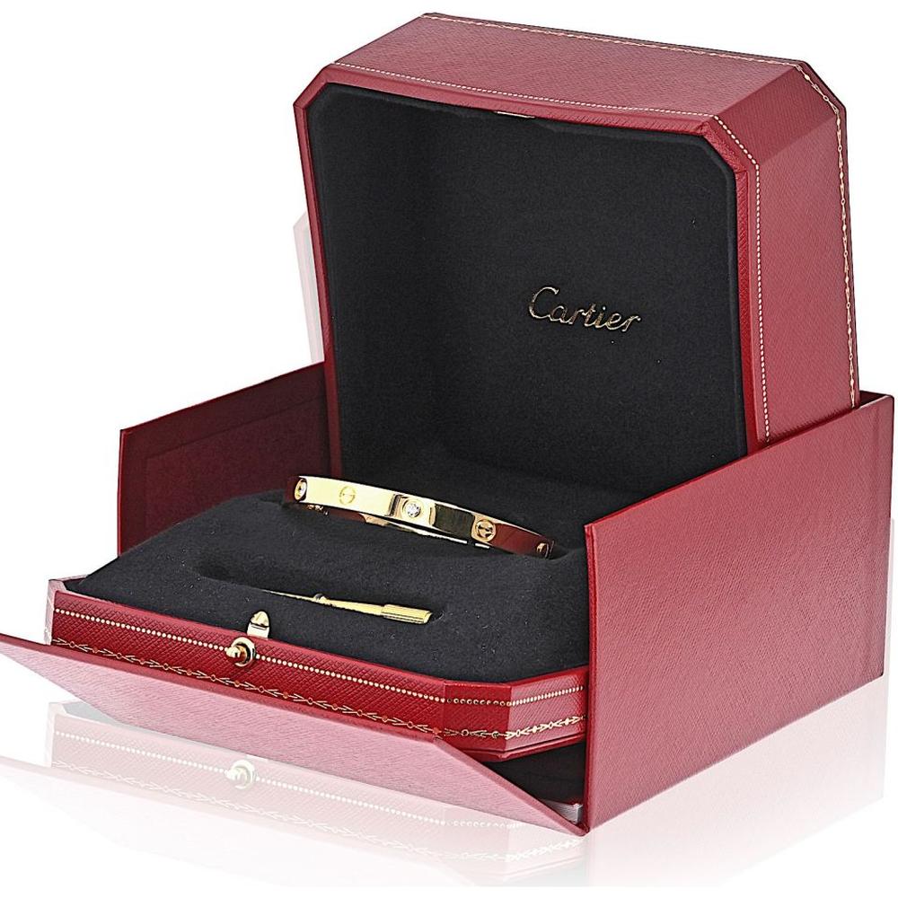 18K Yellow Gold Cartier Love Bracelet with 4 Diamonds - Luxury Designer Jewelry for Women