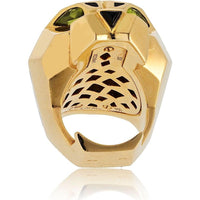 18K Yellow Gold Cartier Panthère Head Ring with Black Lacquer Accent Detailing - 50.9 Grams