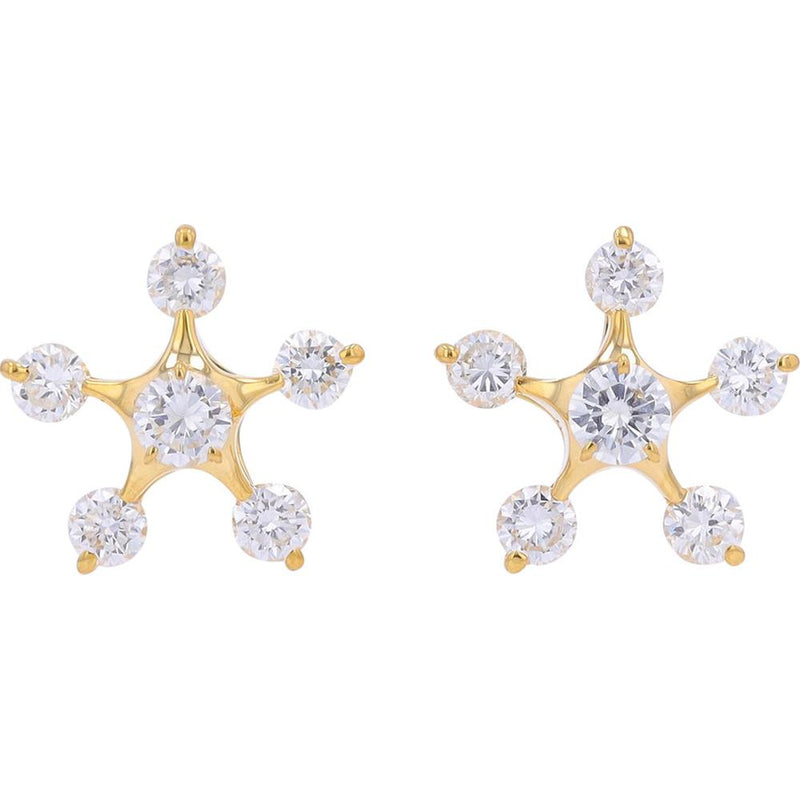 18K Yellow Gold Celestial Star Stud Diamond Earrings - 2.41 Carat Total Weight