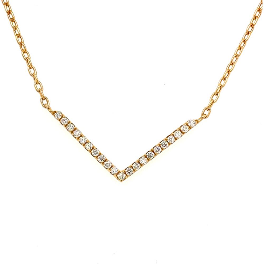 18K Yellow Gold Chevron Diamond Necklace with Round Diamonds by Afarin