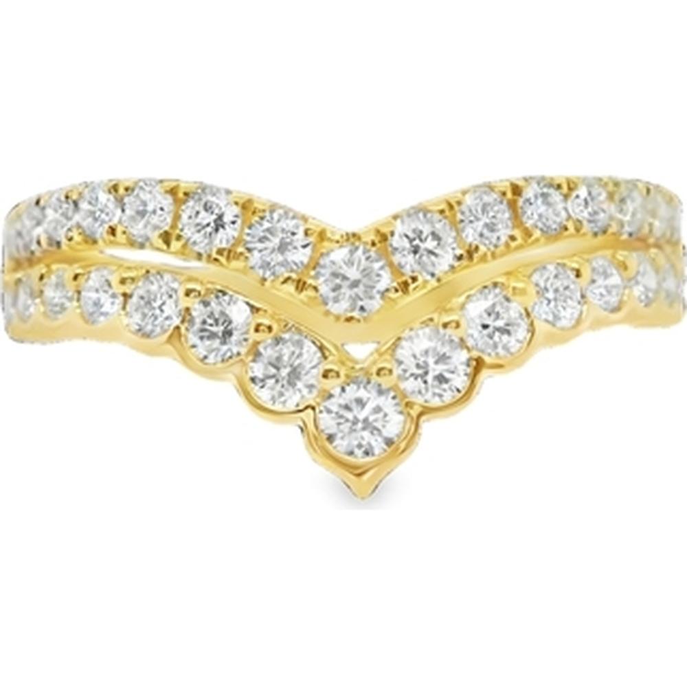 18K Yellow Gold Chevron-Style Diamond Band Ring with Round Diamonds by Afarin