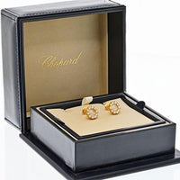 18K Yellow Gold Chopard Happy Diamond Stud Earrings with Floating Diamonds - 1.20 Carats Total Diamond Weight