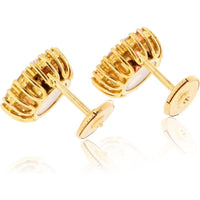 18K Yellow Gold Chopard Happy Diamond Stud Earrings with Floating Diamonds - 1.20 Carats Total Diamond Weight