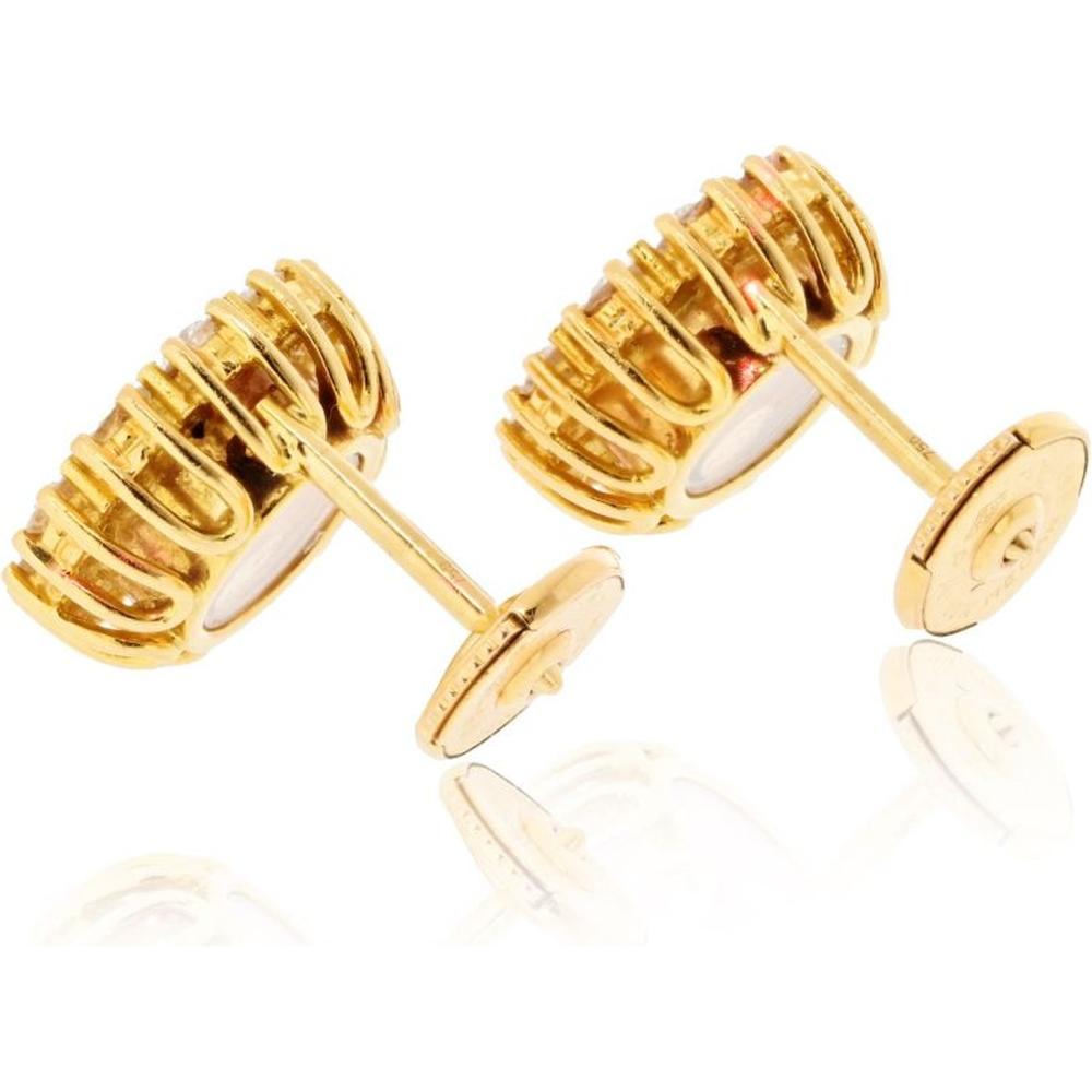 18K Yellow Gold Chopard Happy Diamond Stud Earrings with Floating Diamonds - 1.20 Carats Total Diamond Weight
