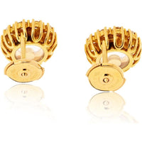 18K Yellow Gold Chopard Happy Diamond Stud Earrings with Floating Diamonds - 1.20 Carats Total Diamond Weight