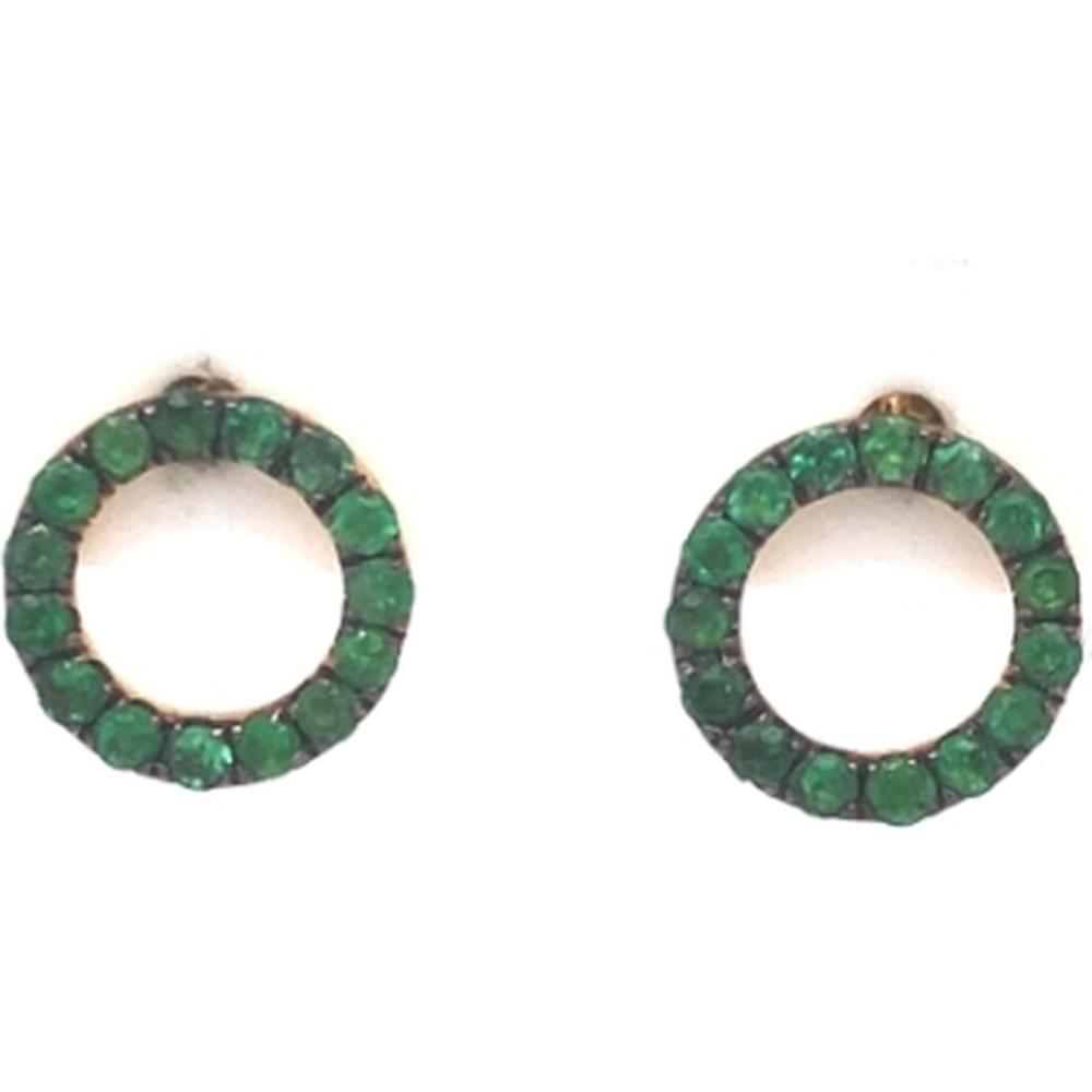 18K Yellow Gold Circular Emerald Earrings by Afarin