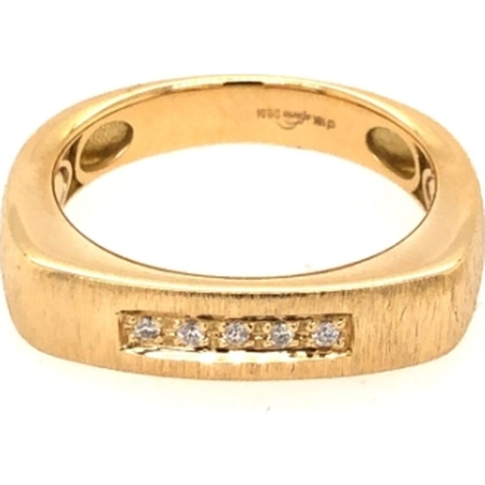 18K Yellow Gold Contemporary Band Ring with Horizontally Set Diamonds by Afarin