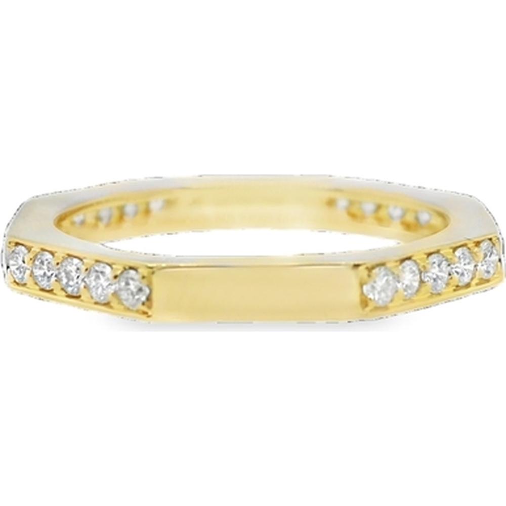 18K Yellow Gold Contemporary Diamond Band Ring with Round Diamonds by Afarin
