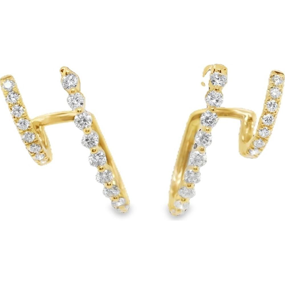 18K Yellow Gold Contemporary Geometric Diamond Earrings by Afarin