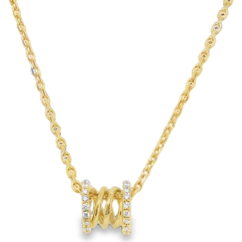 18K Yellow Gold Contemporary Pendant Necklace with Diamond Accents by Afarin