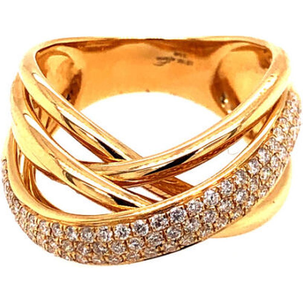 18K Yellow Gold Crisscross Diamond Statement Ring by Afarin