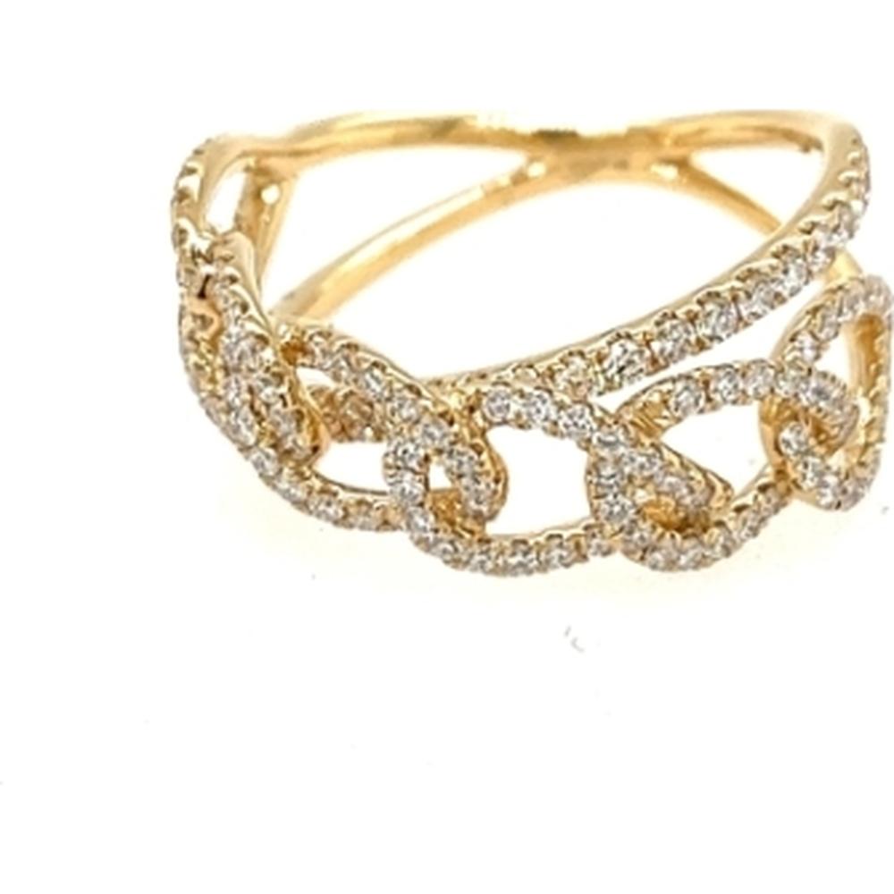18K Yellow Gold Crisscross Heart Motif Ring with Pavé Set Round Diamonds by Afarin