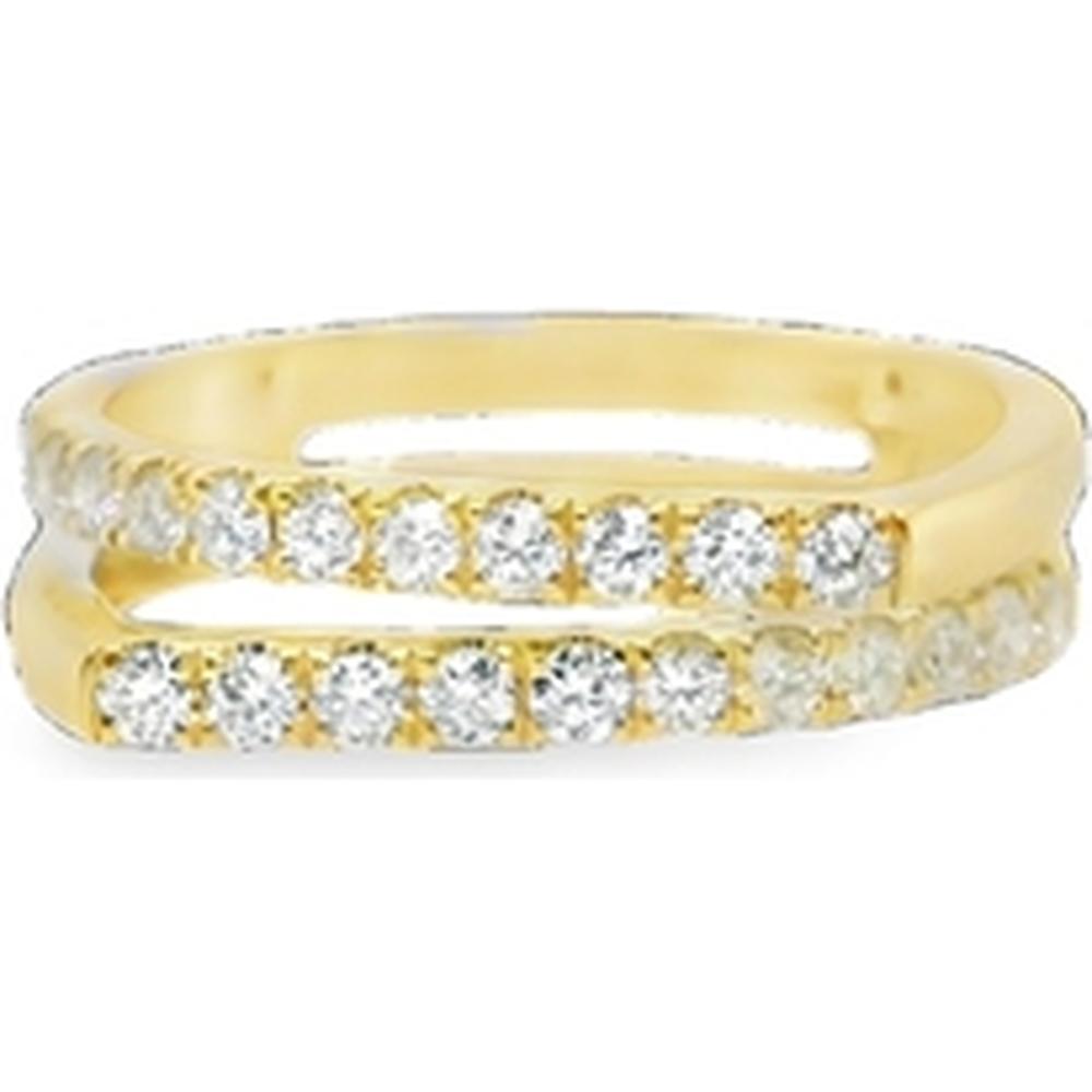 18K Yellow Gold Crossover Diamond Band Ring with Round Diamonds by Afarin