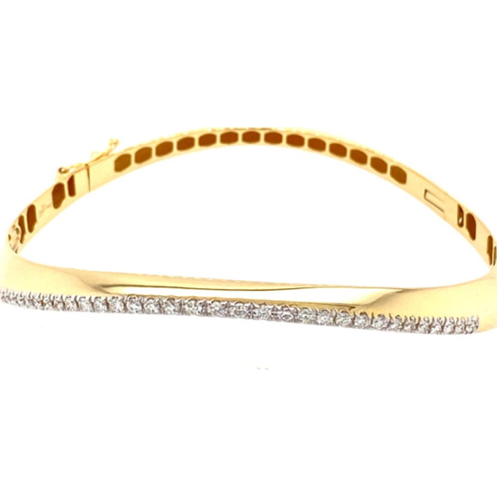 18K Yellow Gold Crossover Diamond Bangle Bracelet by Afarin