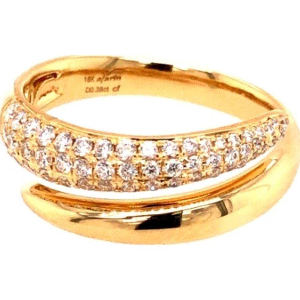 18K Yellow Gold Crossover Ring with Pavé Set Round Diamonds by Afarin
